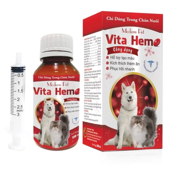 Vita Hemo Hỗ trợ tạo máu, kích thích thèm ăn, phục hồi nhanh cho chó mèo 100ml